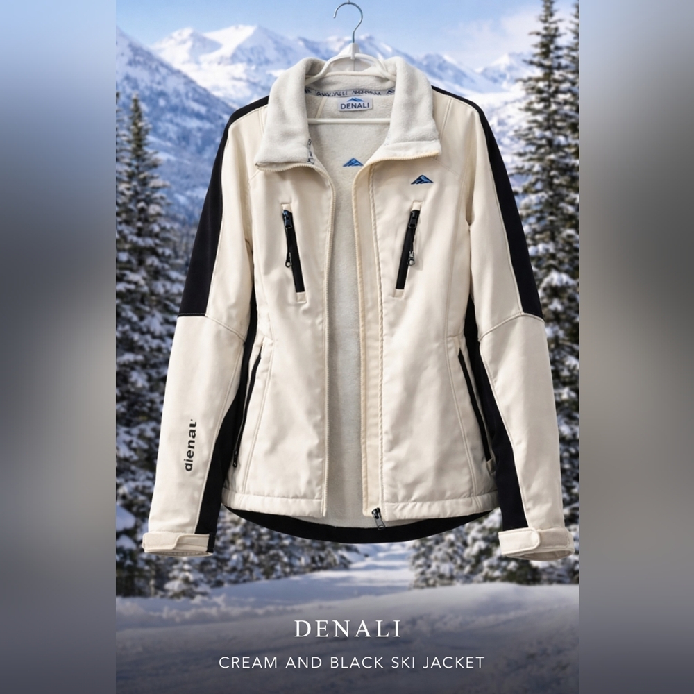 Denali Women's VNTG Cream and Black Ski Jacket, Size L